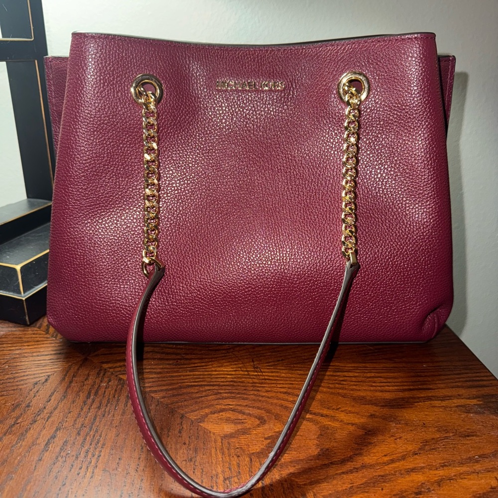 Michael Kors Plum Shoulder Bag with Gold Accents